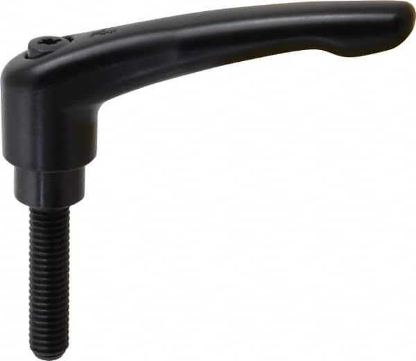 KIPP - 3/8-16, 0.83" Hub Diam, Zinc Die Cast (Steel Components) Threaded Stud Adjustable Clamping Lever - 1.57" Stud Length, 3.58" OAL, 2.15" High - Benchmark Tooling