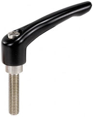 KIPP - 1/4-20, 0.55" Hub Diam, Zinc Die Cast (Stainless Steel Components) Threaded Stud Adjustable Clamping Lever - 1.18" Stud Length, 1.85" OAL, 1.22" High - Benchmark Tooling