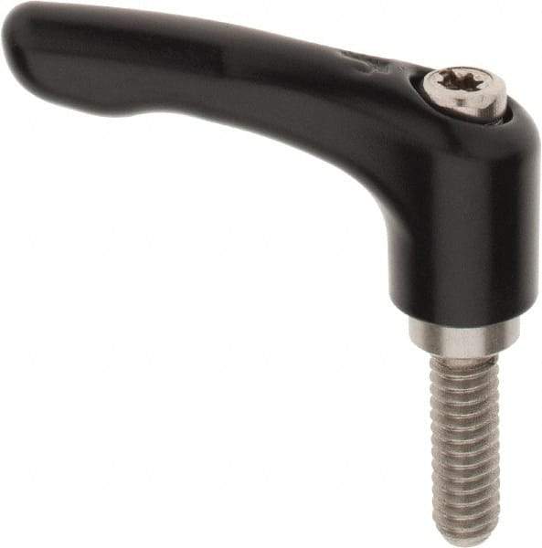 KIPP - 1/4-20, 0.55" Hub Diam, Zinc Die Cast (Stainless Steel Components) Threaded Stud Adjustable Clamping Lever - 0.79" Stud Length, 1.85" OAL, 1.22" High - Benchmark Tooling