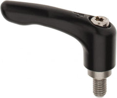 KIPP - M6 x 1.0, 13mm Hub Diam, Zinc Die Cast (Stainless Steel Components) Metric Threaded Stud Adjustable Clamping Lever - 10mm Stud Length, 47mm OAL, 31mm High - Benchmark Tooling