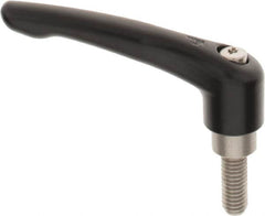 KIPP - 3/8-16, 0.83" Hub Diam, Zinc Die Cast (Stainless Steel Components) Threaded Stud Adjustable Clamping Lever - 0.98" Stud Length, 3.58" OAL, 2.15" High - Benchmark Tooling