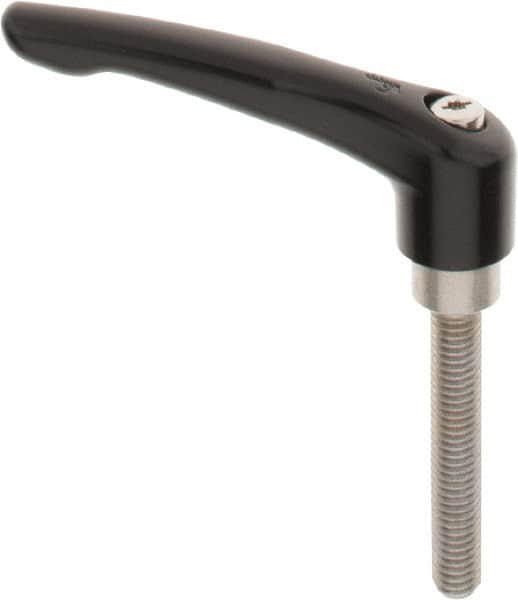 KIPP - 3/8-16, 0.83" Hub Diam, Zinc Die Cast (Stainless Steel Components) Threaded Stud Adjustable Clamping Lever - 2.36" Stud Length, 3.58" OAL, 2.15" High - Benchmark Tooling