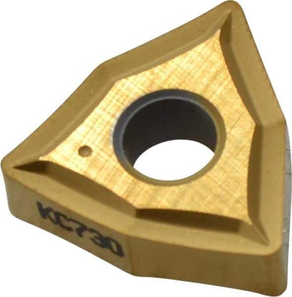 Kennametal - WNGP432 K Grade KC730 Carbide Turning Insert - TiN Finish, 80° Trigon, 1/2" Inscr Circle, 3/16" Thick, 1/32" Corner Radius - Benchmark Tooling
