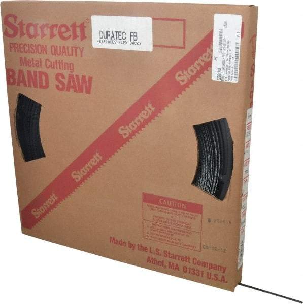 Starrett - 1/4" x 250' x 0.025" Carbon Steel Band Saw Blade Coil Stock - 10 TPI, Toothed Edge, Straight Form, Raker Set, Flexible Back, No Rake Angle, Constant Pitch, Contour Cutting - Benchmark Tooling