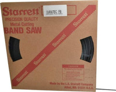 Starrett - 3/8" x 250' x 0.025" Carbon Steel Band Saw Blade Coil Stock - 10 TPI, Toothed Edge, Straight Form, Raker Set, Flexible Back, No Rake Angle, Constant Pitch, Contour Cutting - Benchmark Tooling