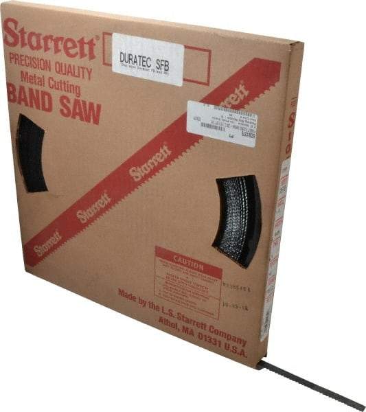 Starrett - 1/2" x 250' x 0.025" Carbon Steel Band Saw Blade Coil Stock - 6 TPI, Toothed Edge, Hook Form, Raker Set, Flexible Back, Positive Angle, Constant Pitch, Contour Cutting - Benchmark Tooling