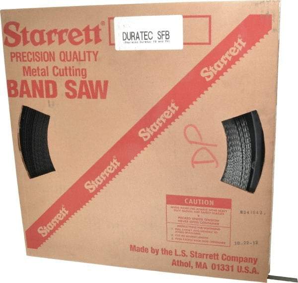 Starrett - 1/2" x 250' x 0.025" Carbon Steel Band Saw Blade Coil Stock - 24 TPI, Toothed Edge, Straight Form, Wavy Set, Flexible Back, No Rake Angle, Constant Pitch, Contour Cutting - Benchmark Tooling
