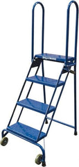 Ballymore - 65" 4 Step Ladder - Portable Folding Safety Ladder, 350 Lb Capacity, 40" Platform Height, 24" Base Width x 30" Base Depth, Perforated Tread - Benchmark Tooling