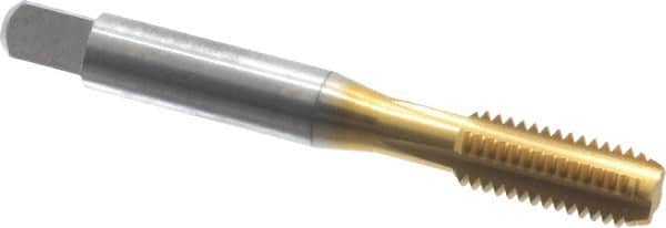 Balax - M8x1.25 Metric Coarse 4 Flute TiN Finish Cobalt Straight Flute Machine Tap - Bottoming, Right Hand Thread, 2-23/32" OAL, 0.93" Thread Length, D3 Limit, Oversize - Exact Industrial Supply