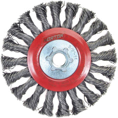 Norton - 4-1/2" OD, 5/8-11 Arbor Hole, Knotted Carbon Wheel Brush - Benchmark Tooling