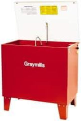 Graymills - Free Standing Solvent-Based Parts Washer - 20 Gal Max Operating Capacity, Steel Tank, 36" (Lid Close)/57" (Lid Open) High x 36" Long x 22" Wide, 115 Input Volts - Benchmark Tooling