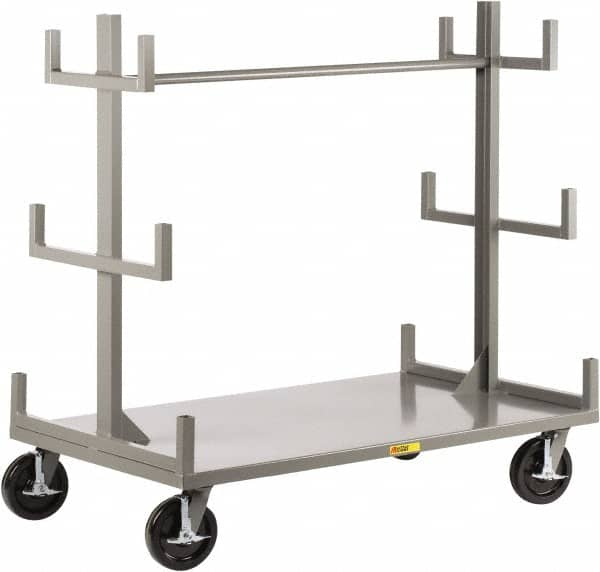 Little Giant - 3,600 Lb Capacity Steel Bar & Pipe Truck - Steel Deck, 36" OAW, 60" Platform Length, Phenolic Casters - Benchmark Tooling