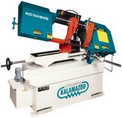 Clausing - 9 x 14-1/2" Max Capacity, Manual Step Pulley Horizontal Bandsaw - 75, 121, 190, 305 SFPM Blade Speed, 110/220 Volts, 45°, 1.5 hp, 1 Phase - Benchmark Tooling