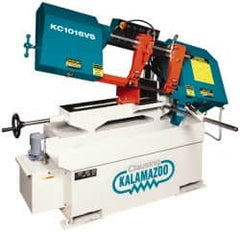 Clausing - 9 x 14-1/2" Max Capacity, Manual Variable Speed Pulley Horizontal Bandsaw - 50 to 295 SFPM Blade Speed, 110/220 Volts, 45°, 1.5 hp, 1 Phase - Benchmark Tooling