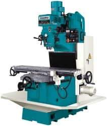 Clausing - 15" Table Width x 60" Table Length, Variable Speed Pulley Control, 3 Phase Knee Milling Machine - NT40 Spindle Taper, 5 hp - Benchmark Tooling