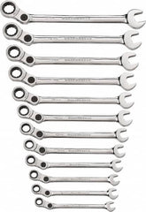 GearWrench - 12 Piece, 8mm to 19mm, 12 Point Combination Wrench Set - Metric Measurement Standard, Chrome Finish - Benchmark Tooling