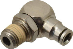 Value Collection - 1/2" Outside Diam, 1/2 NPT, Nickel Plated Brass Push-to-Connect Tube Male Elbow - 150 Max psi, Tube to Male NPT Connection, Brass O-Ring - Benchmark Tooling