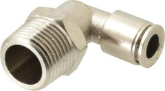 Value Collection - 1/4" Outside Diam, 3/8 NPT, Nickel Plated Brass Push-to-Connect Tube Male Elbow - 150 Max psi, Tube to Male NPT Connection, Brass O-Ring - Benchmark Tooling