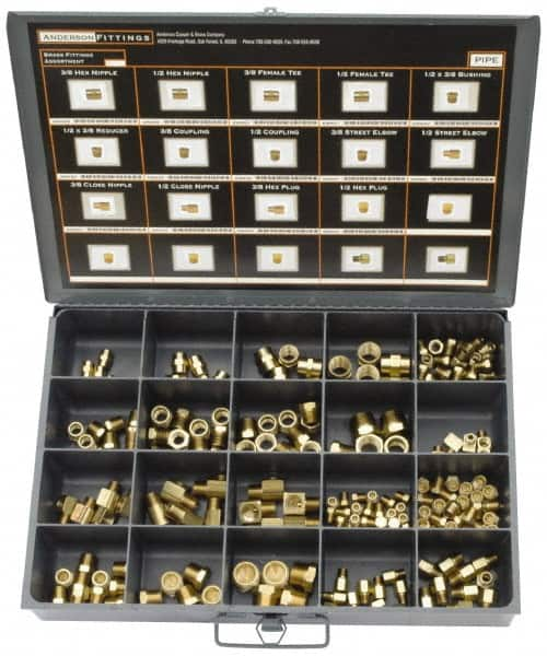 Cerro - 180 Piece, Compression Fitting Kit - 1/8 to 1/2 NPT, Mixed Tube Sizes - Benchmark Tooling