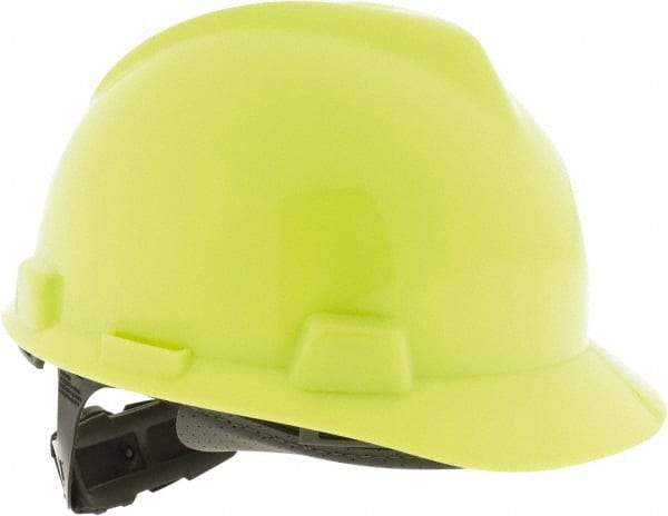 MSA - ANSI Type I, Class E Rated, Ratchet Adjustment Hard Hat - Size 6-1/2 to 8, Hi-Viz Yellow, Standard Brim - Benchmark Tooling