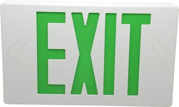 Mule - 1 Face, 5 Watt, White, Polycarbonate, LED, Illuminated Exit Sign - 120/277 VAC, Nickel Cadmium, Universal Mounted, 12 Inch Long x 1-1/2 Inch Wide x 7-1/2 Inch High - Benchmark Tooling