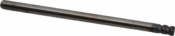 OSG - 1/8", 4 Flute, Single End, Solid Carbide, 0.015" Corner Radius End Mill - 2-1/4" OAL, 45° Helix, Right Hand Flute, 1/8" LOC, Right Hand Cut - Benchmark Tooling