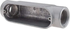 Thomas & Betts - C Body, 1" Trade, IMC, Rigid Aluminum Conduit Body - Oval, 5-15/16" OAL, 11.8 cc Capacity, Gray - Benchmark Tooling