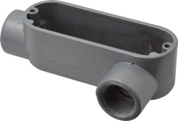 Thomas & Betts - LL Body, 1/2" Trade, IMC, Rigid Aluminum Conduit Body - Oval, 3-1/2" OAL, 4.3 cc Capacity, Gray - Benchmark Tooling