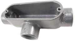 Thomas & Betts - T Body, 2" Trade, IMC, Rigid Aluminum Conduit Body - Oval, 10-3/16" OAL, 69-1/2 cc Capacity, Gray - Benchmark Tooling