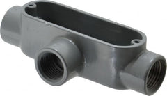 Thomas & Betts - T Body, 1/2" Trade, IMC, Rigid Aluminum Conduit Body - Oval, 4-3/8" OAL, 4.3 cc Capacity, Gray - Benchmark Tooling