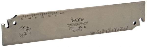 Iscar - 1.7717" Blade Height, 0.205" Blade Width, 8.858" OAL, Neutral Cut, Single End Indexable Cut-Off Blade - TGFH Blade, Tang-Grip Series - Benchmark Tooling