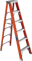 Louisville - 4 Steps, 4' High, Type IAA Rating, Fiberglass Step Ladder - 375 Lb Capacity, 18-3/16" Base Width - Benchmark Tooling