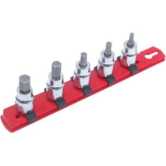 Wiha - 5 Piece 1/4" Drive Hex Bit Socket Set - 4 to 10mm Hex, Comes in Rail - Benchmark Tooling