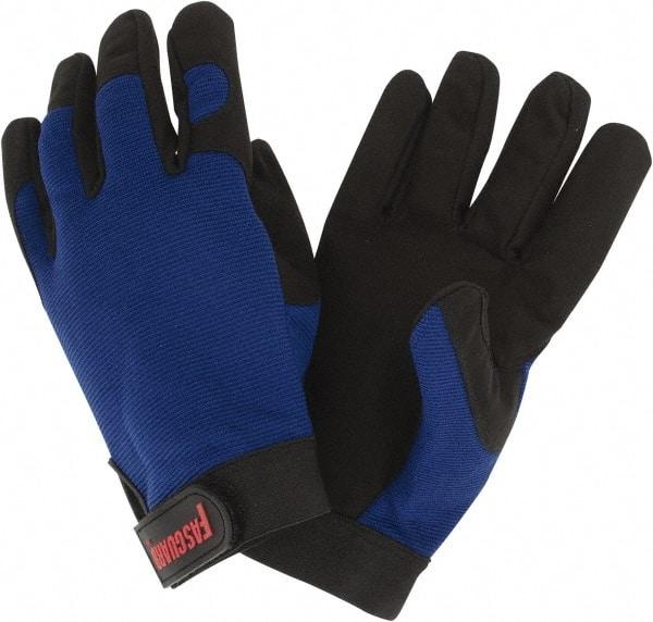 MCR Safety - Size L Synthetic Blend Work Gloves - Adjustable Closure Cuff, Black/Blue, Paired - Benchmark Tooling