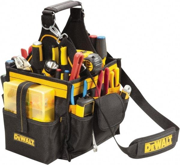 DeWALT - 23 Pocket Black & Yellow Polyester Tool Bag - 10-1/2" Wide x 8-1/2" Deep x 10" High - Benchmark Tooling