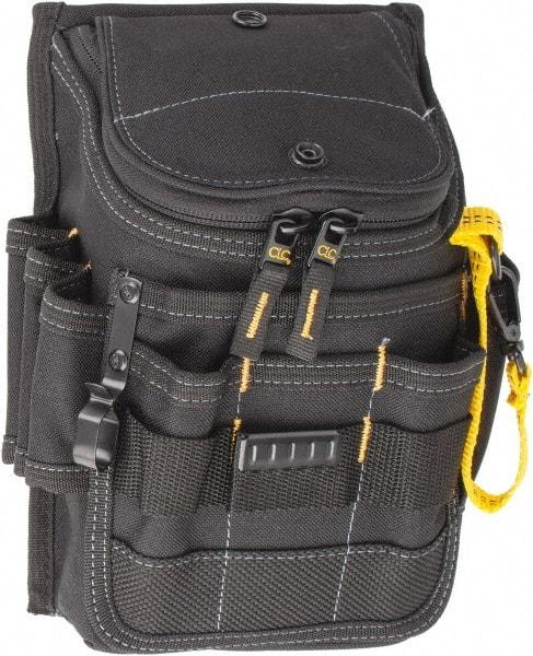 CLC - Medium Ziptop General Purpose Utility Pouch - Polyester, Black, 7-3/4" Wide x 9-3/4" High, Clip on or Through Belt - Benchmark Tooling