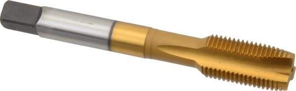 Accupro - 1/2-20 UNF, 3 Flute, TiN Finish, Powdered Metal Spiral Point Tap - Plug Chamfer, Right Hand Thread, 3-3/8" OAL, 3B Class of Fit - Exact Industrial Supply