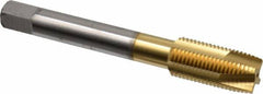 Accupro - 1/2-20 UNF, 3 Flute, TiN Finish, Powdered Metal Spiral Point Tap - Plug Chamfer, Right Hand Thread, 3-3/8" OAL, 2B Class of Fit - Exact Industrial Supply