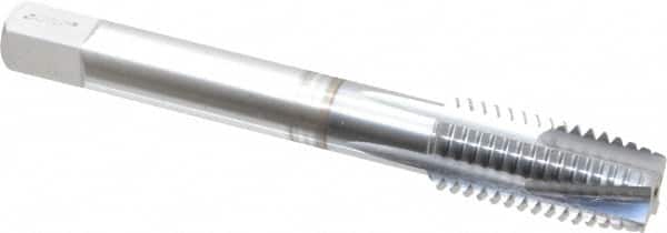 Accupro - M12x1.75 Metric Coarse, 3 Flute, TiCN Finish, Powdered Metal Spiral Point Tap - Plug Chamfer, Right Hand Thread, 3-3/8" OAL, 6H Class of Fit - Exact Industrial Supply