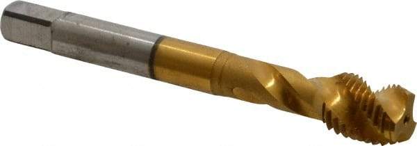 Accupro - 7/16-20 UNF 3 Flute Modified Bottoming Spiral Flute Tap - Powdered Metal, TiN Finish, 3-5/32" OAL, Right Hand Flute, Right Hand Thread, H3 - Benchmark Tooling