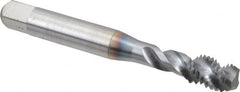 Accupro - M8x1.25 Metric Coarse 3 Flute 6H Modified Bottoming Spiral Flute Tap - Powdered Metal, TiCN Finish, 2-23/32" OAL, Right Hand Flute, Right Hand Thread, D5 - Benchmark Tooling