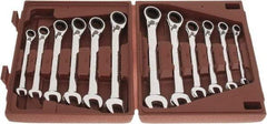 Paramount - 12 Piece, 8mm to 19mm, Reversible Ratcheting Combination Wrench Set - Metric Measurement Standard, Full Polish Chrome Finish, Comes in Blow Molded Case - Benchmark Tooling