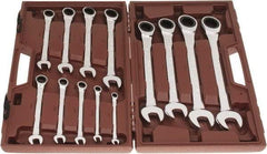 Paramount - 13 Piece, 1/4" to 1", Ratcheting Combination Wrench Set - Inch Measurement Standard, Full Polish Chrome Finish, Comes in Blow Molded Case - Benchmark Tooling