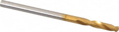 Guhring - #34 130° Parabolic Flute Cobalt Screw Machine Drill Bit - TiN Finish, Right Hand Cut, 16mm Flute Length, 46mm OAL, Standard Point, Straight Shank - Benchmark Tooling