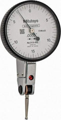 Mitutoyo - 0.03 Inch Range, 0.0005 Inch Dial Graduation, Horizontal Dial Test Indicator - 1.5748 Inch White Dial, 0-15-0 Dial Reading, Accurate to 0.0005 Inch - Benchmark Tooling