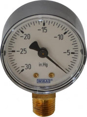 Wika - 2" Dial, 1/4 Thread, 30-0 Scale Range, Pressure Gauge - Lower Connection Mount, Accurate to 3-2-3% of Scale - Benchmark Tooling