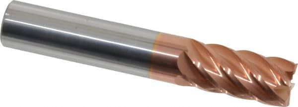 Accupro - 1/2", 1" LOC, 1/2" Shank Diam, 3" OAL, 6 Flute, Solid Carbide Square End Mill - Single End, TiCN Finish, Spiral Flute, 40° Helix, Centercutting, Right Hand Cut, Right Hand Flute - Benchmark Tooling