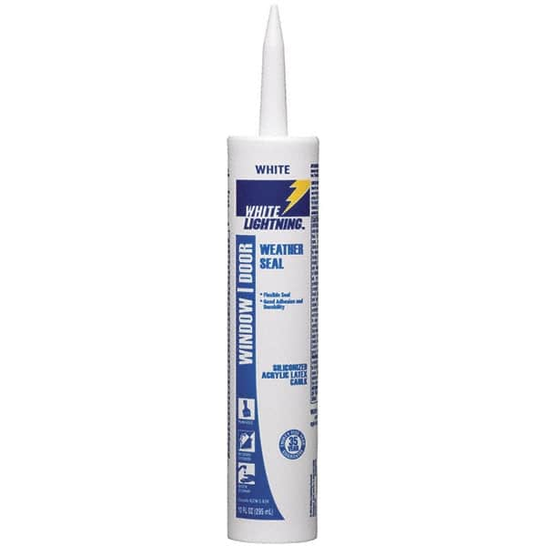 White Lightning - 10 oz Cartridge White Acrylic & Silicone Hybrid Caulk - -30 to 180°F Operating Temp, 12 min Tack Free Dry Time, Series 30060 - Benchmark Tooling