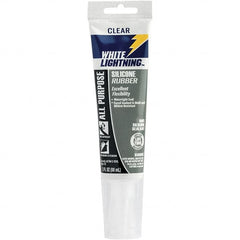 White Lightning - 3 oz Cartridge Clear RTV Silicone Joint Sealant - -80 to 400°F Operating Temp, 30 min Tack Free Dry Time, 24 hr Full Cure Time - Benchmark Tooling