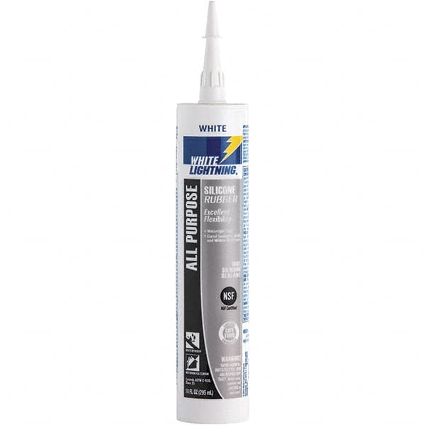 White Lightning - 10 oz Cartridge White RTV Silicone Joint Sealant - -80 to 400°F Operating Temp, 30 min Tack Free Dry Time, 24 hr Full Cure Time - Benchmark Tooling